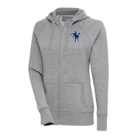 Women's Antigua Heather Gray Indianapolis Colts Throwback Logo Victory Full-Zip Hoodie