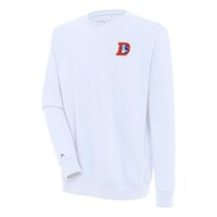 Men's Antigua White Denver Broncos Throwback Logo Victory Pullover Sweatshirt