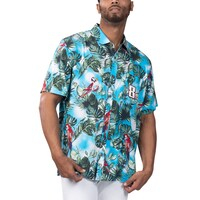 Men's Margaritaville Light Blue Kyle Busch Jungle Parrot Party Button-Up Shirt