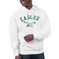 Men's Starter  White Philadelphia Eagles Retro Team Logo Graphic Pullover Hoodie