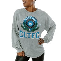 Women's Gameday Couture  Gray Charlotte FC Oversized Long Sleeve T-Shirt