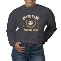 Women's Uscape Apparel  Black Notre Dame Fighting Irish Laurels Fleece Crop Pullover Sweatshirt