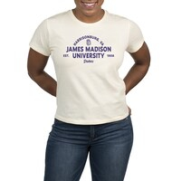 Women's Uscape Apparel  Cream James Madison Dukes Modest Crop Stacked T-Shirt