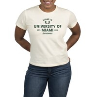 Women's Uscape Apparel  Cream Miami Hurricanes Modest Crop Stacked T-Shirt