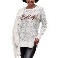 Women's Gameday Couture  White Minnesota Vikings  French Terry Feeling Wild Side-Slit Sweatshirt