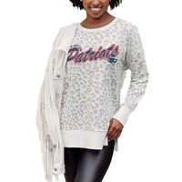 Women's Gameday Couture  White New England Patriots  French Terry Feeling Wild Side-Slit Sweatshirt