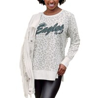 Women's Gameday Couture  White Philadelphia Eagles  French Terry Feeling Wild Side-Slit Sweatshirt