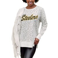 Women's Gameday Couture  White Pittsburgh Steelers  French Terry Feeling Wild Side-Slit Sweatshirt