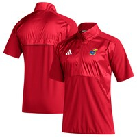 Men's adidas Red Kansas Jayhawks Sideline Short Sleeve Quarter-Zip Pullover Top