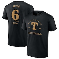 Men's Fanatics Branded Josh Jung Black Texas Rangers 2023 World Series Champions Name & Number T-Shirt