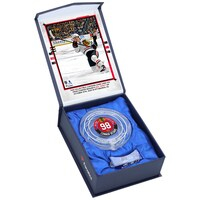 Connor Bedard Chicago Blackhawks NHL Debut Crystal Puck - Filled with Game-Used Ice from Debut Game