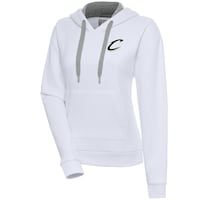 Women's Antigua  White Cleveland Cavaliers Brushed Metallic Victory Pullover Hoodie