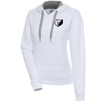 Women's Antigua  White Memphis Grizzlies Brushed Metallic Victory Pullover Hoodie