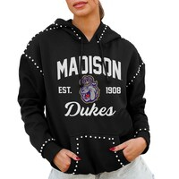 Women's Gameday Couture  Black James Madison Dukes Studded Pullover Hoodie