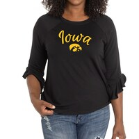 Women's  Black Iowa Hawkeyes Renata 3/4-Sleeve T-Shirt