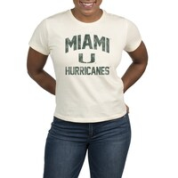 Women's Uscape Apparel Cream Miami Hurricanes High Waisted T-Shirt