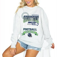 Women's Gameday Couture Ash Seattle Seahawks Run the Show Pullover Sweatshirt
