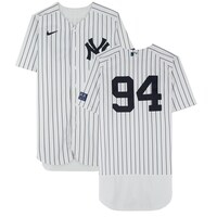 Yoendrys Gomez New York Yankees Player-Worn #94 White Pinstripe Jersey vs. Arizona Diamondbacks on September 25, 2023