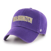 Men's '47 Purple Washington Huskies Script Arch Clean Up Adjustable Hat