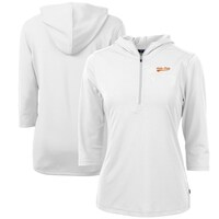 Women's Cutter & Buck White Idaho State Bengals Virtue Eco Pique Recycled Half-Zip Pullover Hoodie
