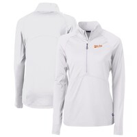 Women's Cutter & Buck  White Idaho State Bengals  Adapt Eco Knit Stretch Recycled Half-Zip Pullover Top