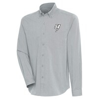 Men's Antigua Gray Ty Gibbs Compression Tri-Blend Button-Down Shirt