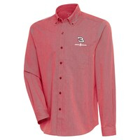 Men's Antigua Red Austin Dillon Compression Tri-Blend Button-Down Shirt