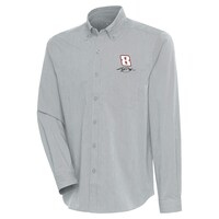 Men's Antigua Gray Kyle Busch Compression Tri-Blend Button-Down Shirt