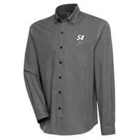Men's Antigua Black Ty Gibbs Compression Tri-Blend Button-Down Shirt