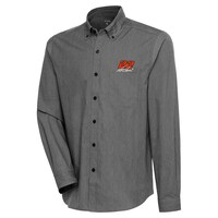 Men's Antigua Black Joey Logano Compression Tri-Blend Button-Down Shirt