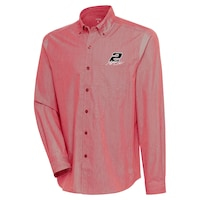 Men's Antigua Red Austin Cindric Compression Tri-Blend Button-Down Shirt