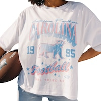 Women's Girl Tribe Co. White Carolina Panthers Cropped T-Shirt