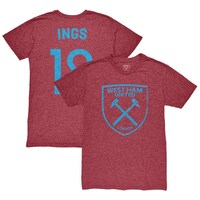 Men's 1863FC Danny Ings Claret West Ham United Player Name & Number Twisted Tri-Blend Slub T-Shirt