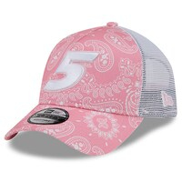 Men's New Era  Pink Kyle Larson 9FORTY A-Frame Trucker Paisley Adjustable Hat