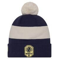 Men's New Era Navy Nashville SC 2024 Kick Off Collection Cuffed Knit Hat with Pom