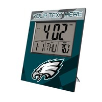 Keyscaper Philadelphia Eagles Color Block Personalized Digital Desk Clock