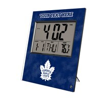 Keyscaper Toronto Maple Leafs Cross Hatch Personalized Digital Desk Clock