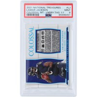 Lamar Jackson Baltimore Ravens 2021 Panini National Treasures Laundry Tag Relic #CM-LJ #1/1 PSA Authenticated 9 Card