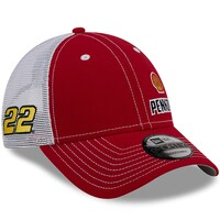 Men's New Era  Scarlet/White Joey Logano Pennzoil 9FORTY Trucker Adjustable Hat