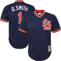 Youth Mitchell & Ness Ozzie Smith Navy St. Louis Cardinals Cooperstown Collection Mesh Batting Practice Jersey