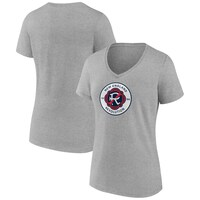 Women's Fanatics Branded Steel New England Revolution Evergreen Logo V-Neck T-Shirt