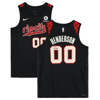 Scoot Henderson Portland Trail Blazers Autographed Black Nike 2023-24 City Edition Swingman Jersey