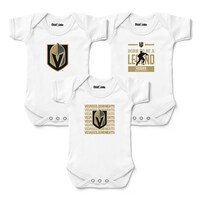 Newborn & Infant Chad & Jake White Vegas Golden Knights Three-Pack Bodysuit Set