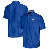 Men's Tommy Bahama Blue Chase Elliott Sport Coconut Point Palm Vista IslandZone Button-Up Camp Shirt
