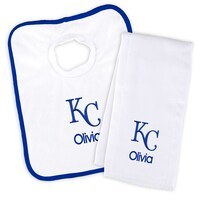 Newborn & Infant White Kansas City Royals Personalized Bib & Burp Cloth Set