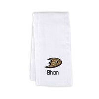 Infant White Anaheim Ducks Personalized Burp Cloth