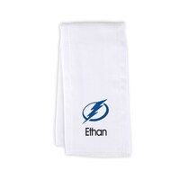 Infant White Tampa Bay Lightning Personalized Burp Cloth