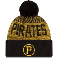 Men's New Era Black Pittsburgh Pirates Authentic Collection Sport Cuffed Knit Hat with Pom