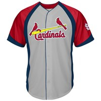 Men's Gray/Red St. Louis Cardinals Boston Red Sox Big & Tall Colorblock Full-Snap Jersey