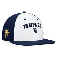 Men's Fanatics Branded White/Navy Tampa Bay Rays Iconic Color Blocked Fitted Hat